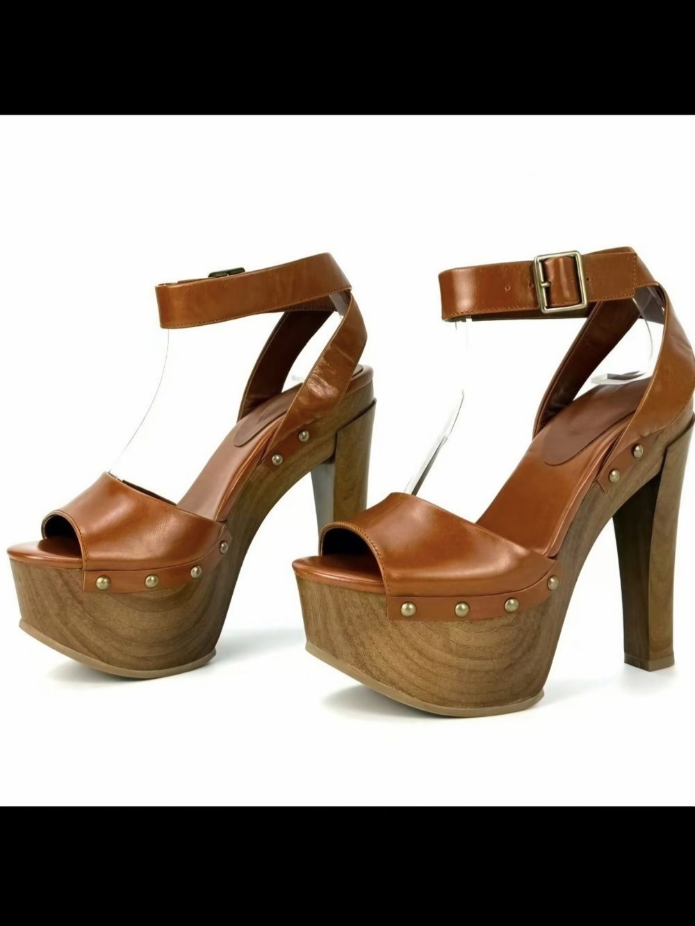 HUGE SALE!!!100% Genuine Italian Leather Platform Ankle-Strap Heels